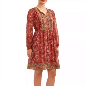 NWT Time and Tru Embellished Peasant Dress